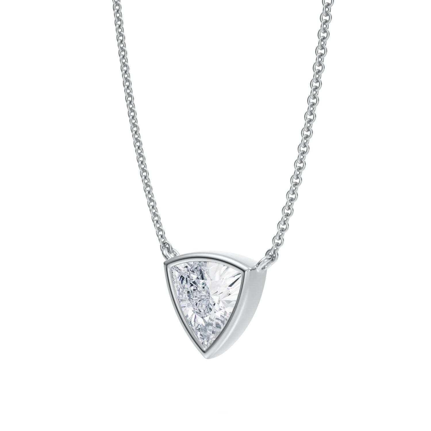 1 Carat Trillion Bezel Solitaire Pendant Necklace