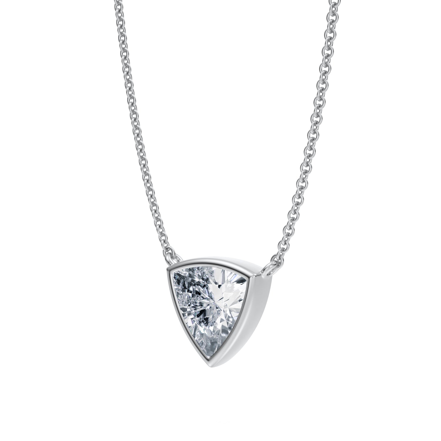 1.5 Carat Trillion Bezel Solitaire Pendant Necklace