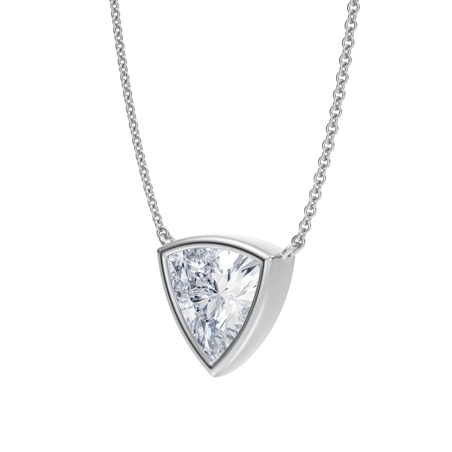 2 Carat Trillion Bezel Solitaire Pendant Necklace