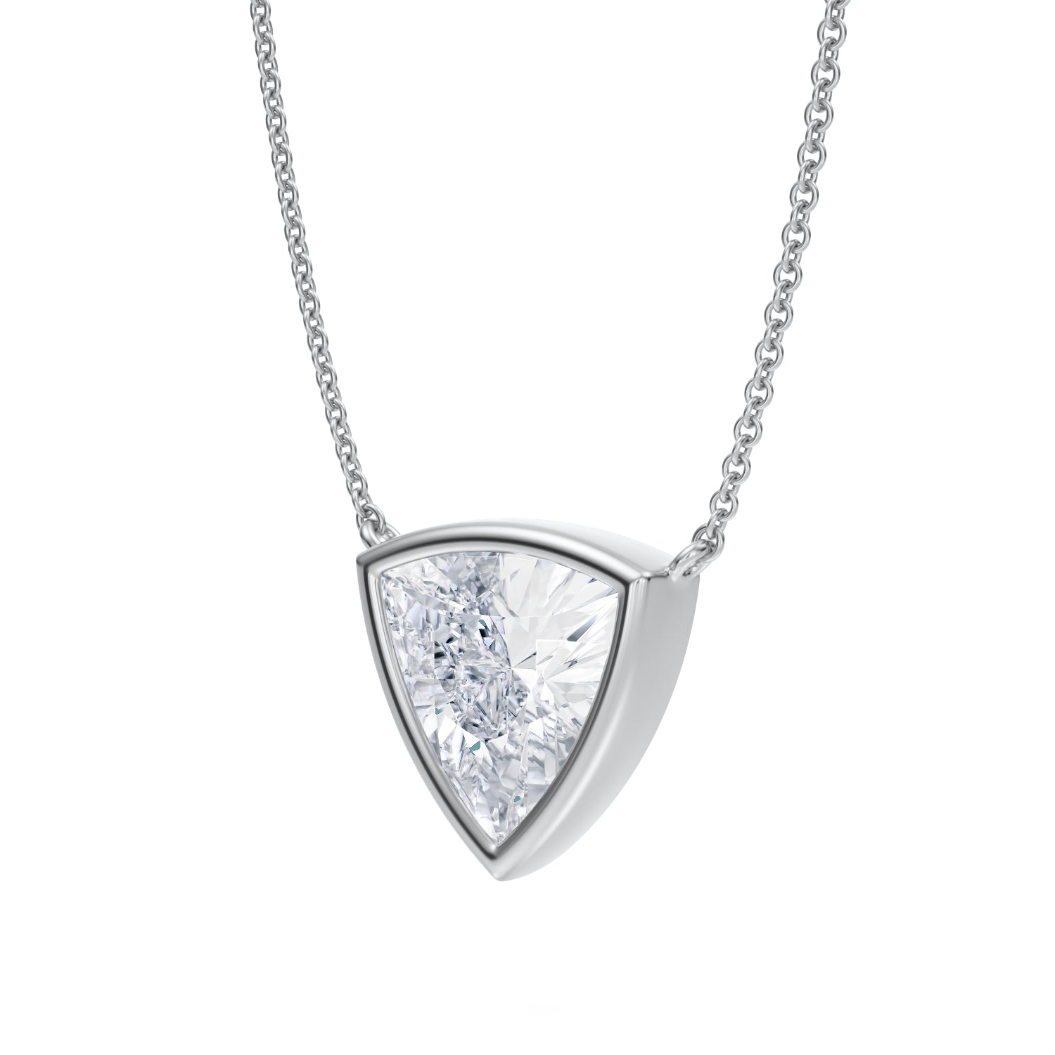 2.5 Carat Trillion Bezel Solitaire Pendant Necklace