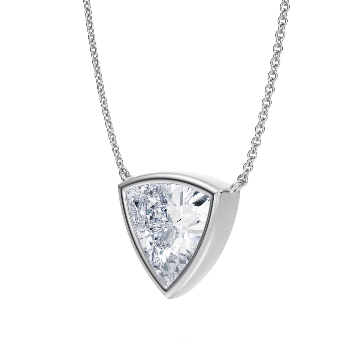 3 Carat Trillion Bezel Solitaire Pendant Necklace