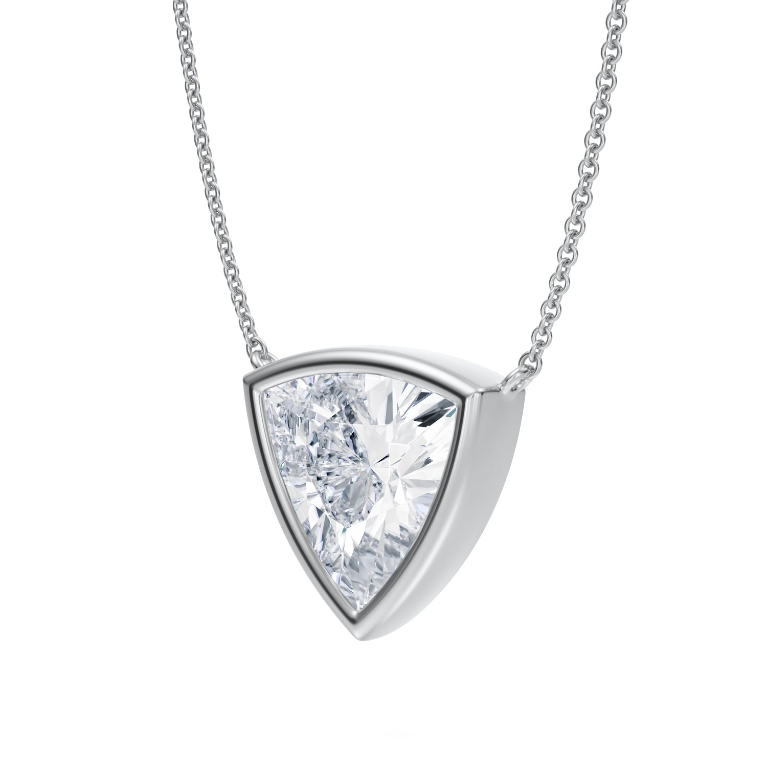 3.5 Carat Trillion Bezel Solitaire Pendant Necklace