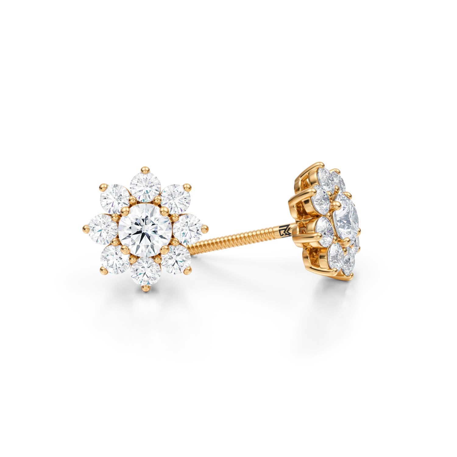 1.25 Carat Round Flower Cluster Stud Earrings