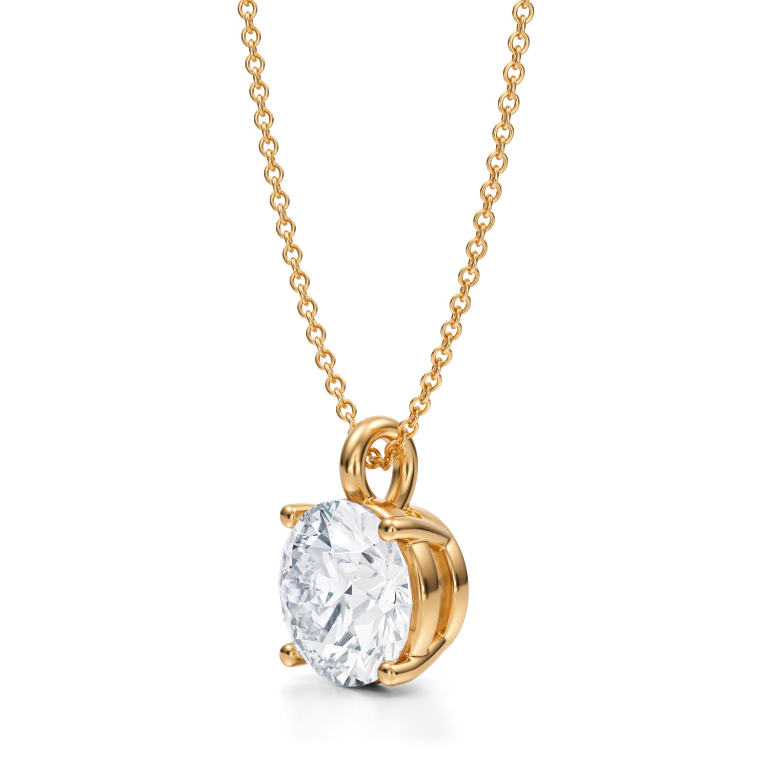 3 Carat Round Lab Grown Diamond Solitaire Pendant