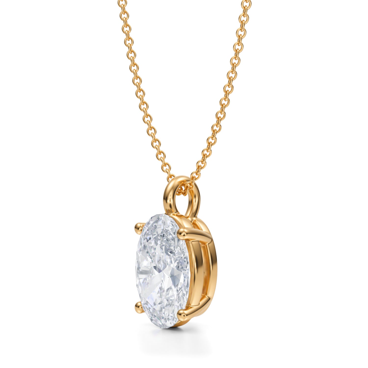 3 Carat Oval Lab Grown Diamond Solitaire Pendant