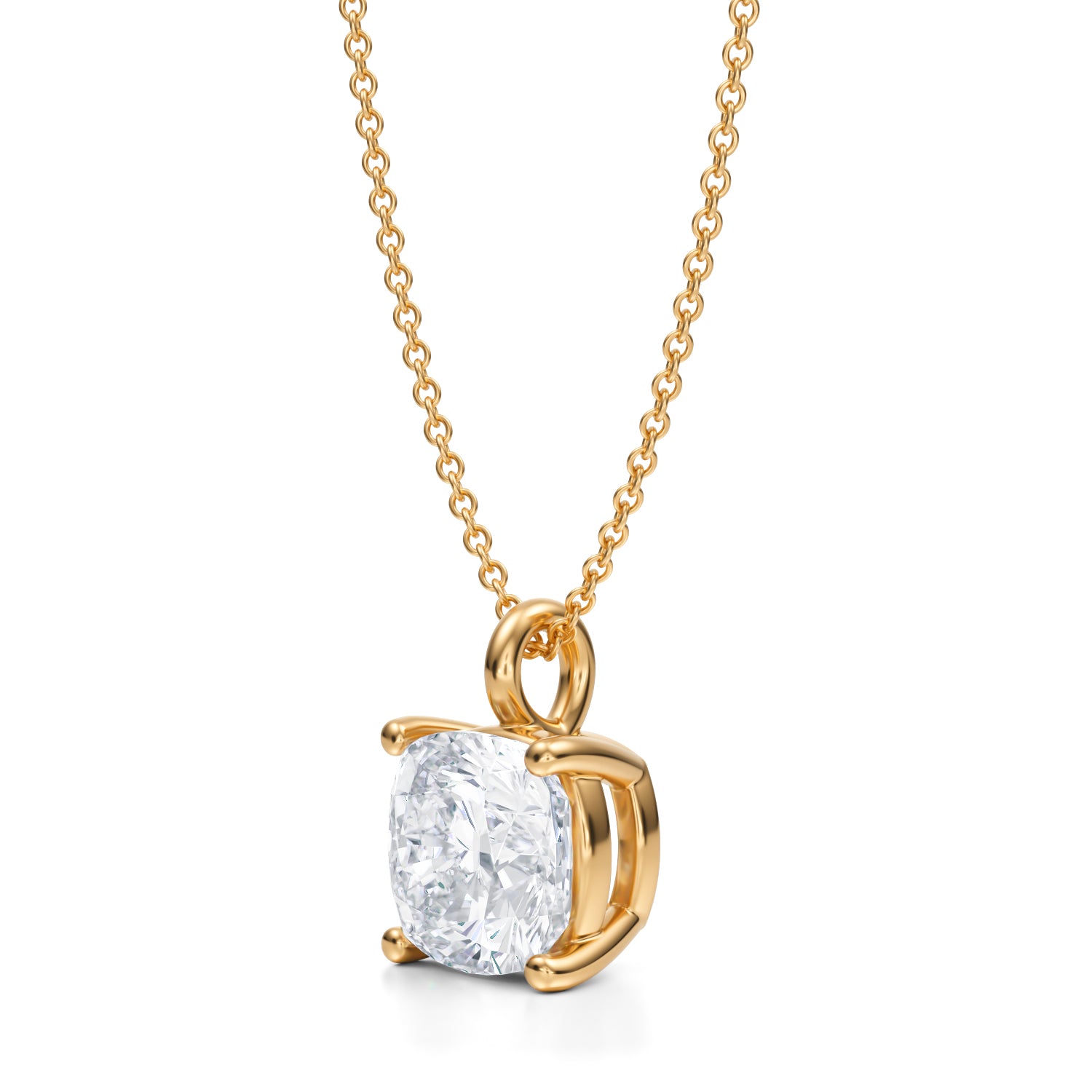 3 1/2 Carat Cushion Lab Grown Diamond Solitaire Pendant