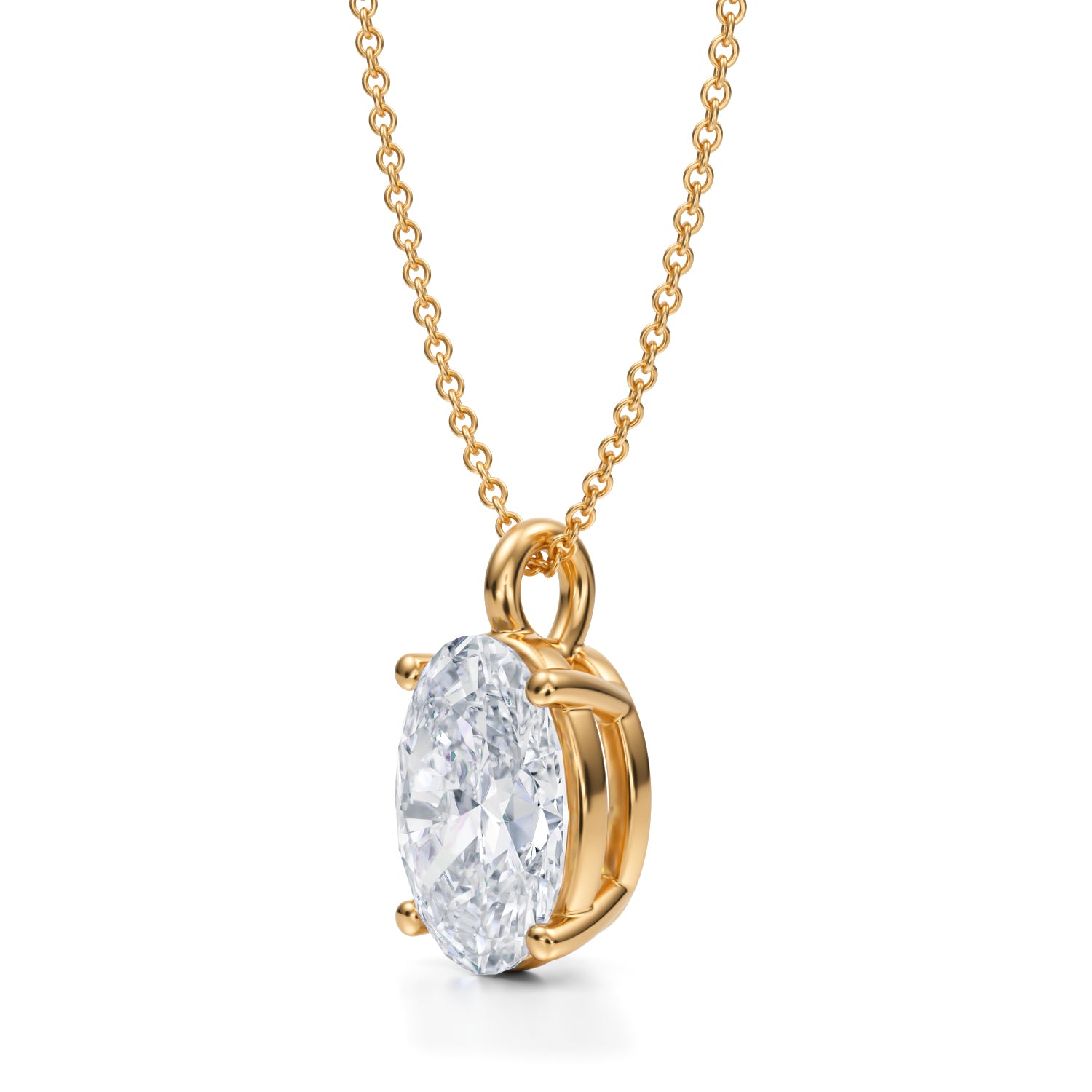 3 1/2 Carat Oval Lab Grown Diamond Solitaire Pendant