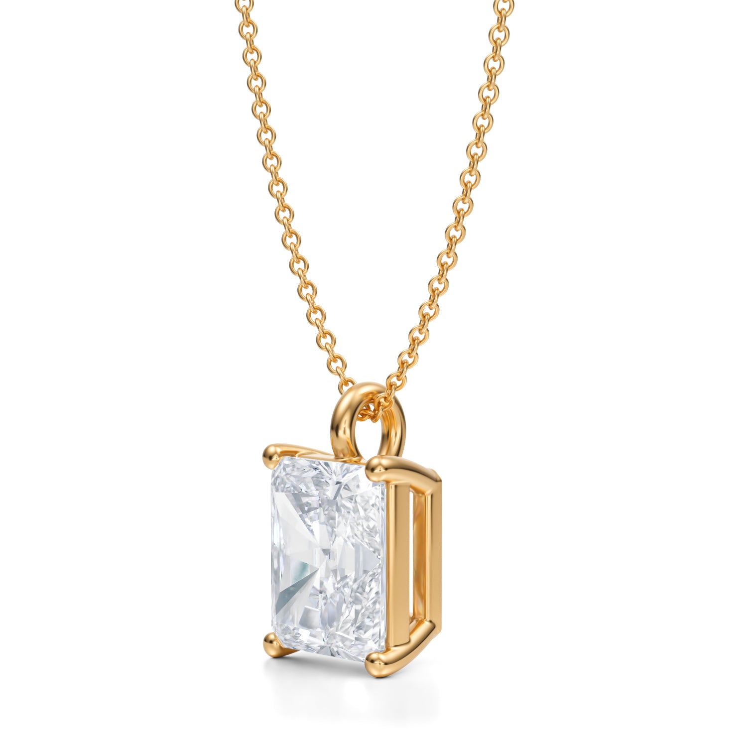 3 1/2 Carat Radiant Lab Grown Diamond Solitaire Pendant