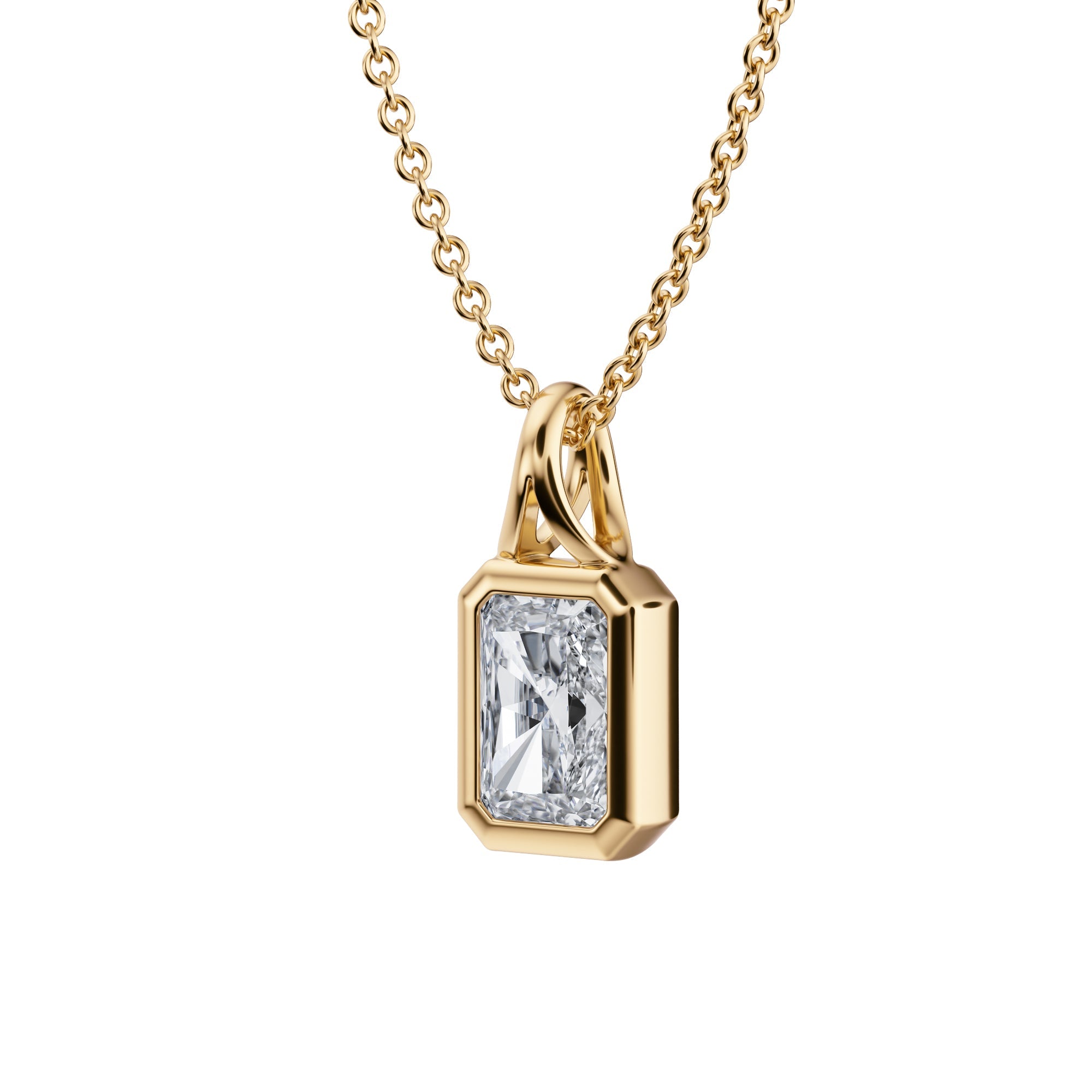 Mesmerizing 3 carat lab-grown diamond solitaire pendant, meticulously basket set on a platinium necklace.