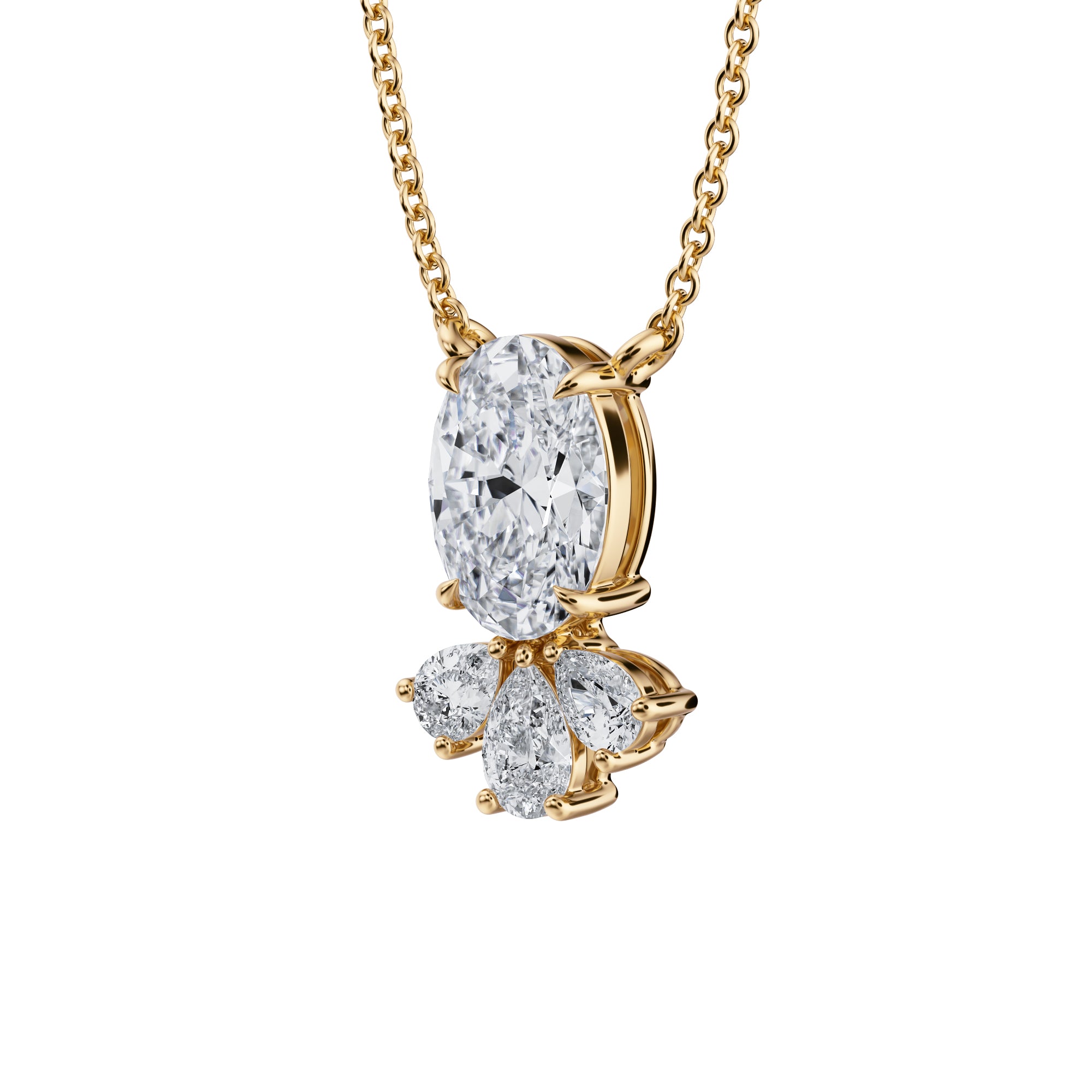 2 Carat Oval Royal Marquise Cluster Pendant