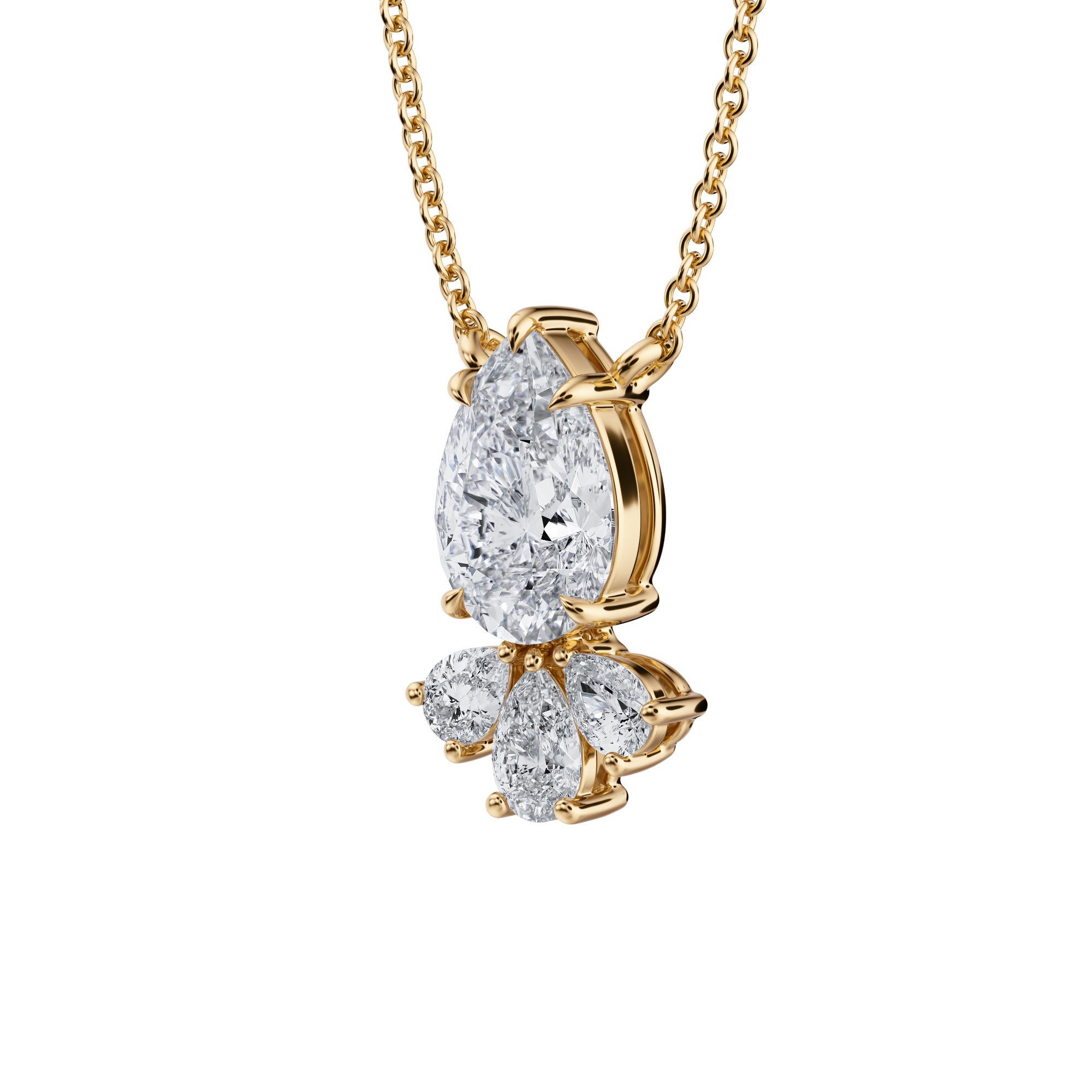 1.5 Carat Pear Royal Marquise Cluster Pendant