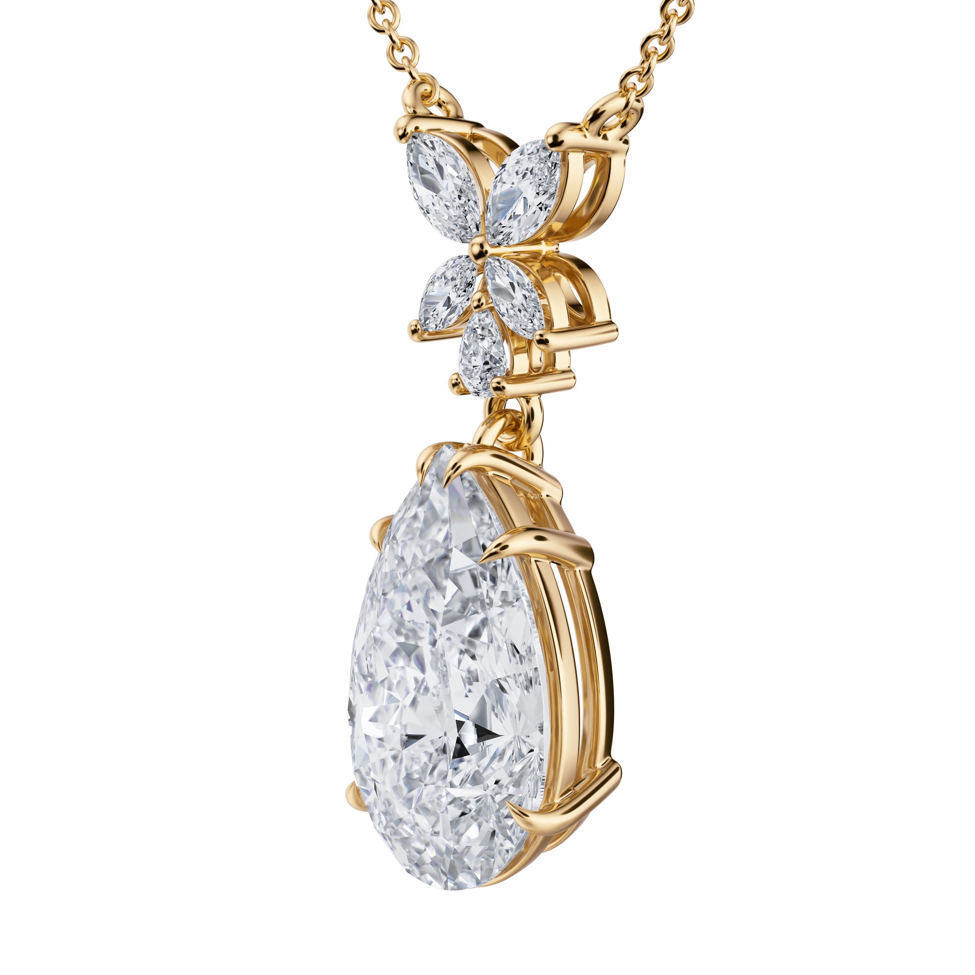 Pear And Marquise Pendant Necklace 4.5 Carat