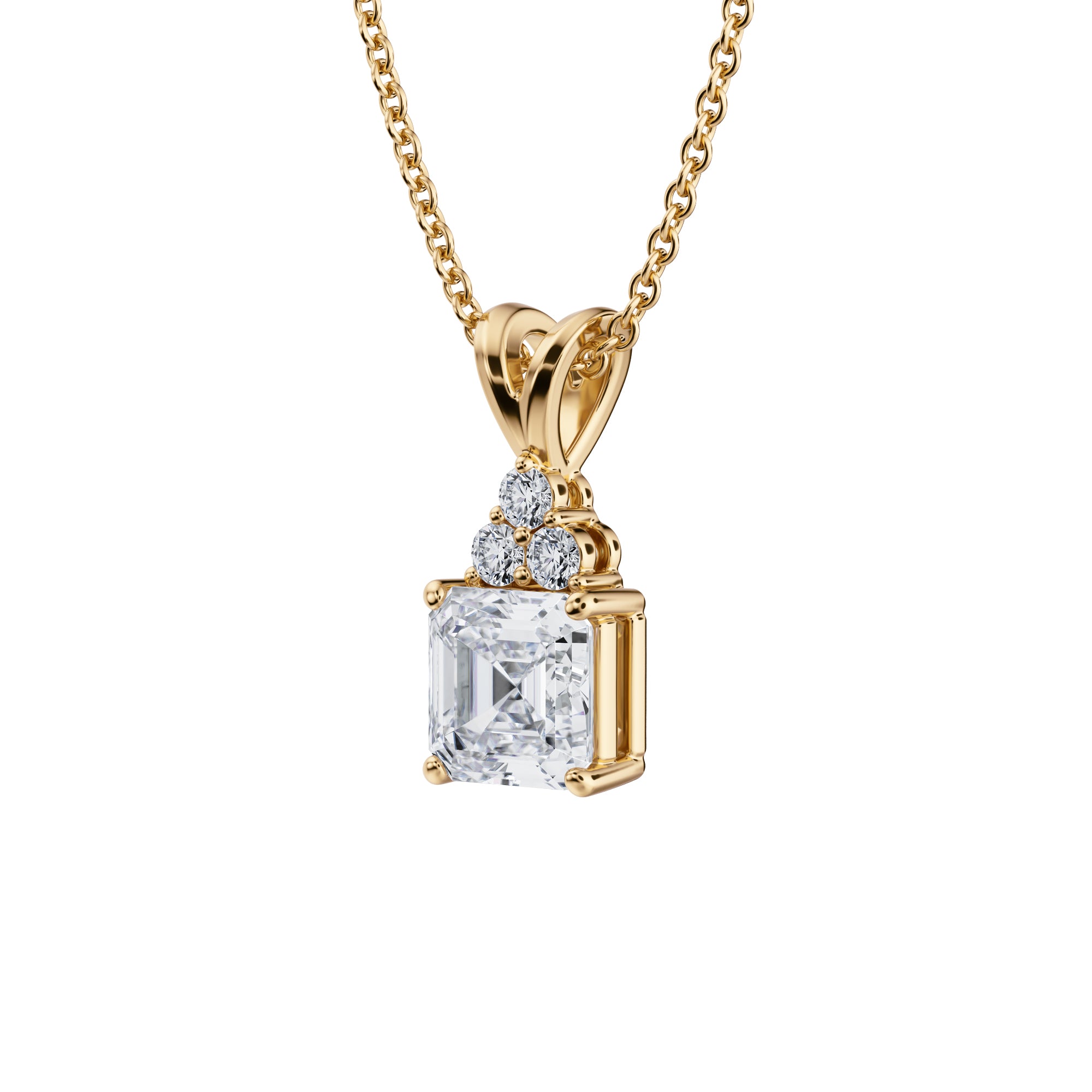 Asscher Cut Royal Round Cluster Pendant