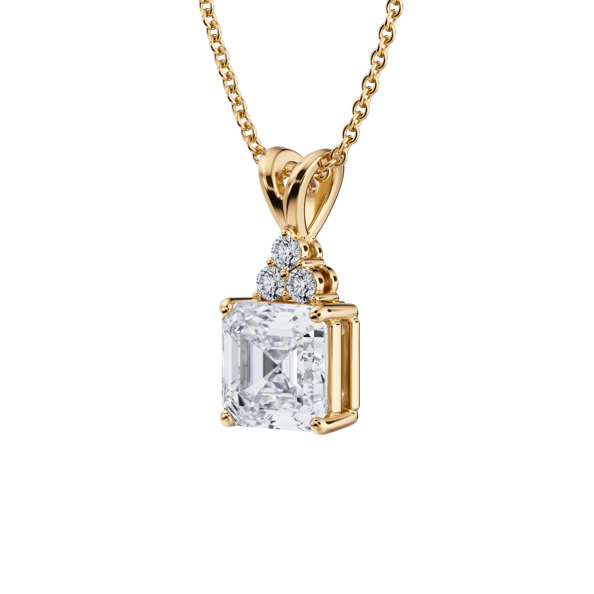 1.5 Carat Asscher Cut Royal Round Cluster Pendant