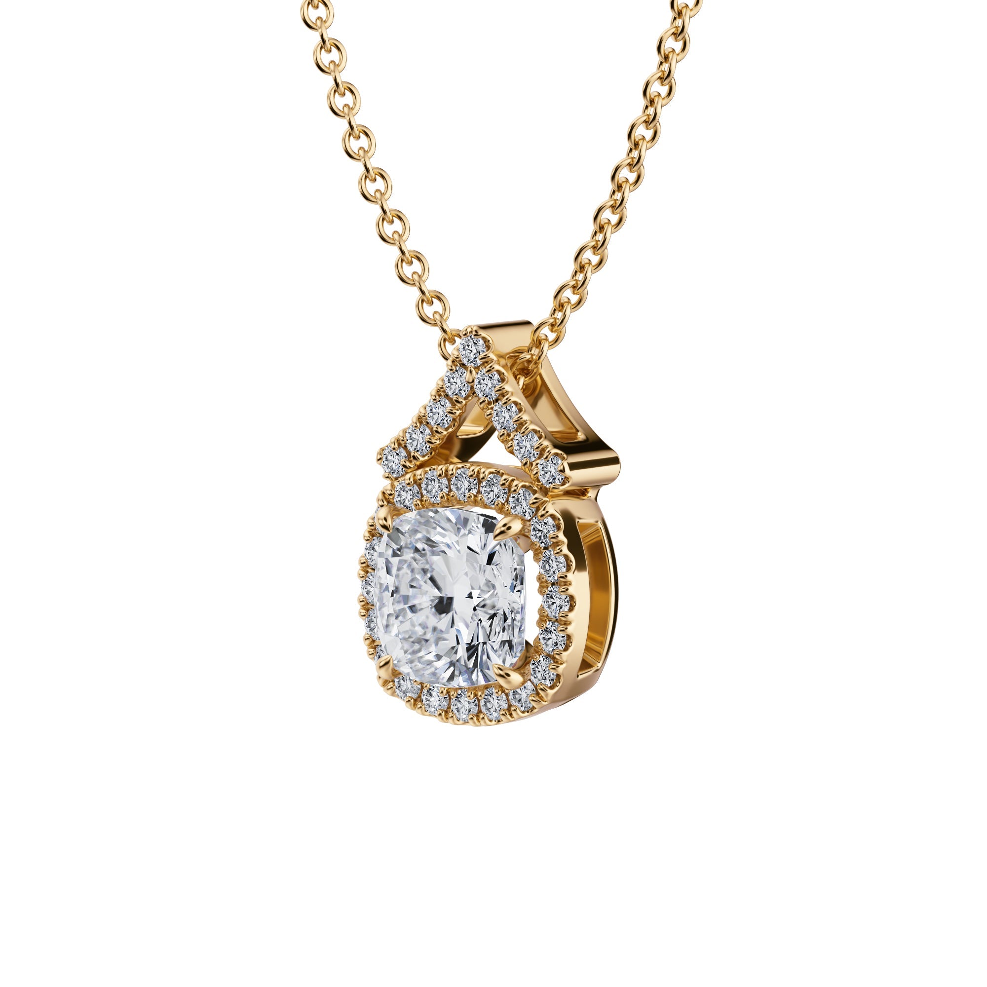 1 Carat Cushion Halo Pendants