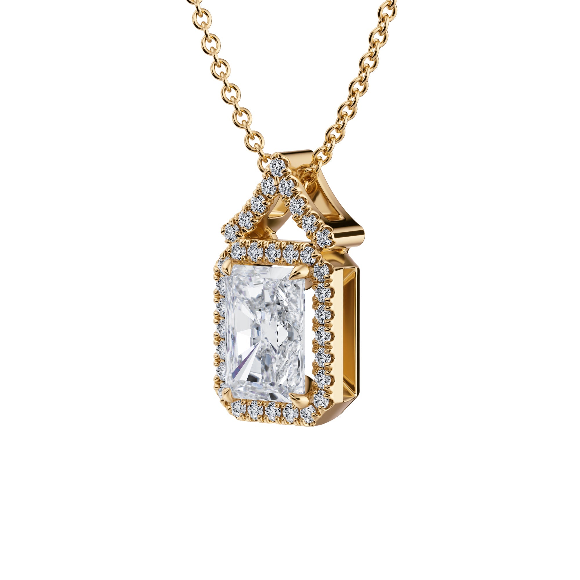 1 Carat Radiant Halo Pendants