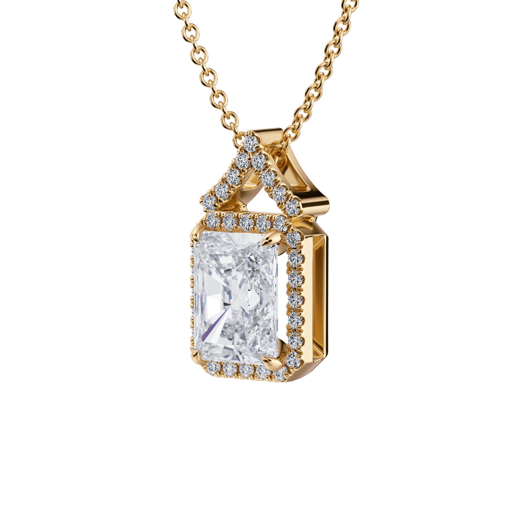 1 1/2 Carat Radiant Halo Pendants