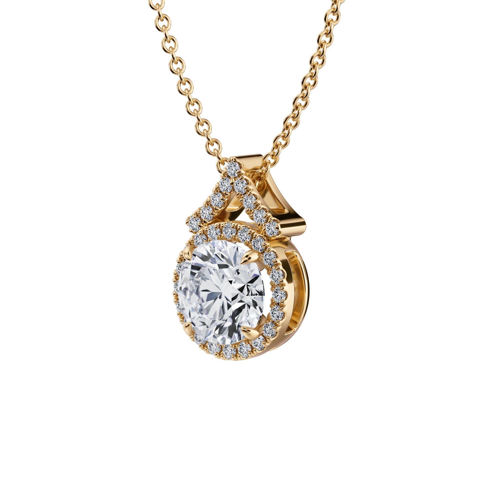 1 Carat Round Halo Pendants