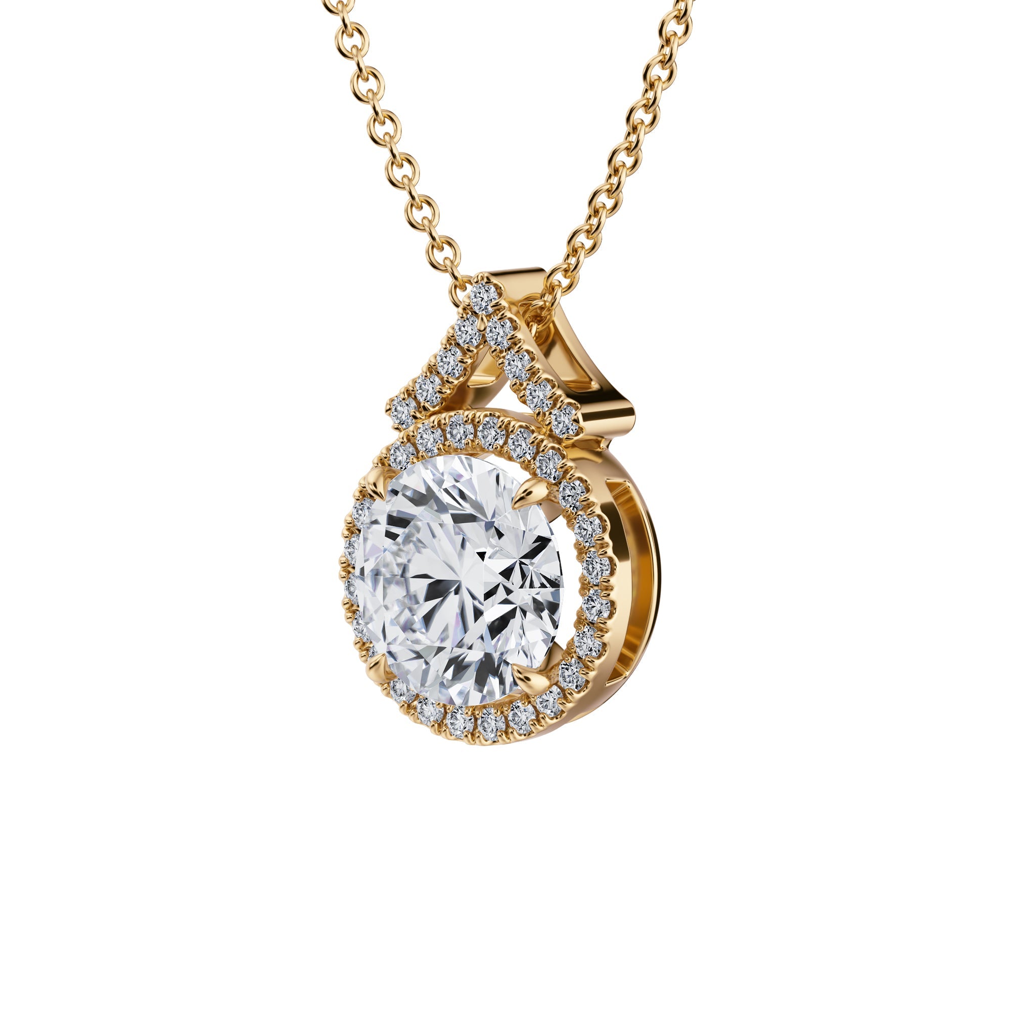 1 1/2 Carat Round Halo Pendants