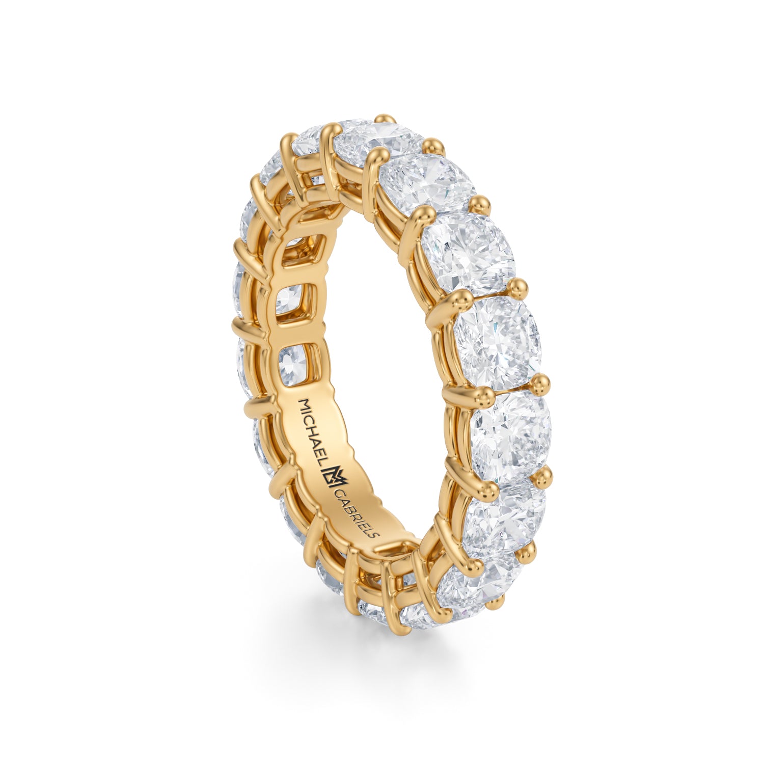 Yellow Gold Cushion Cut Lab Grown Diamond Eternity Band - Medium