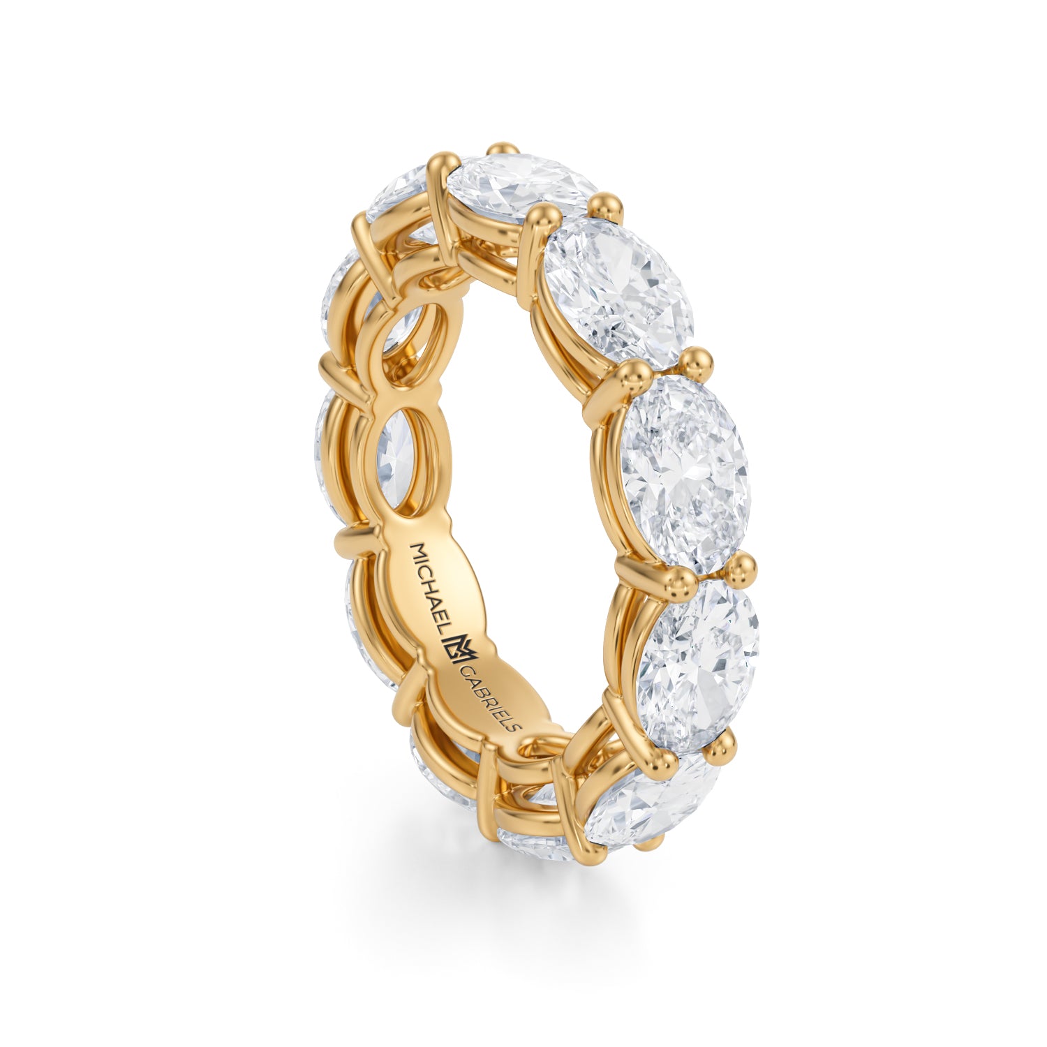 Yellow Gold Horizontal Oval Lab Grown Diamond Eternity Band - Large