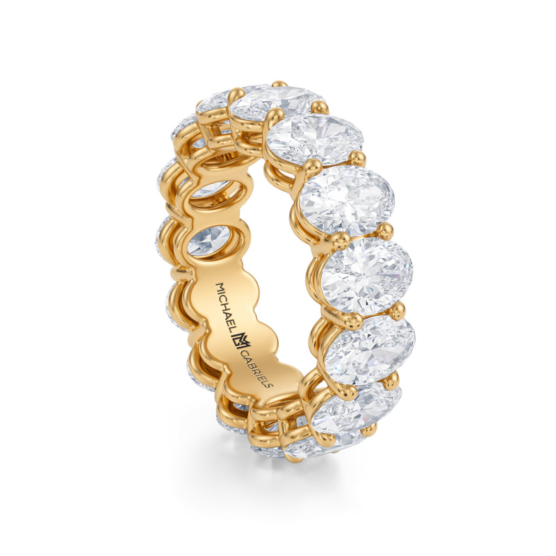 Yellow Gold Vertical Oval Lab Grown Diamond Eternity Band - Large