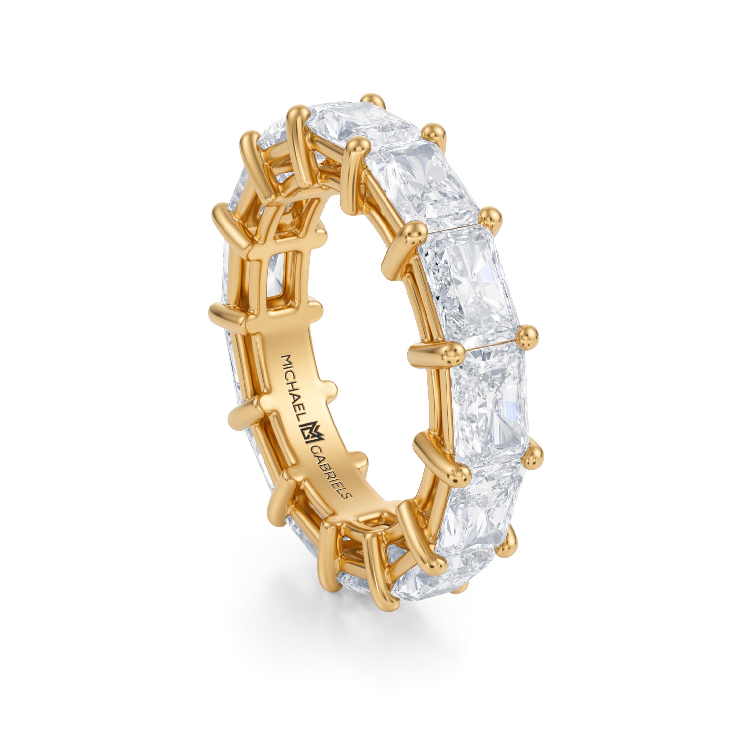 Yellow Gold Horizontal Radiant Lab Grown Diamond Eternity Band - Large