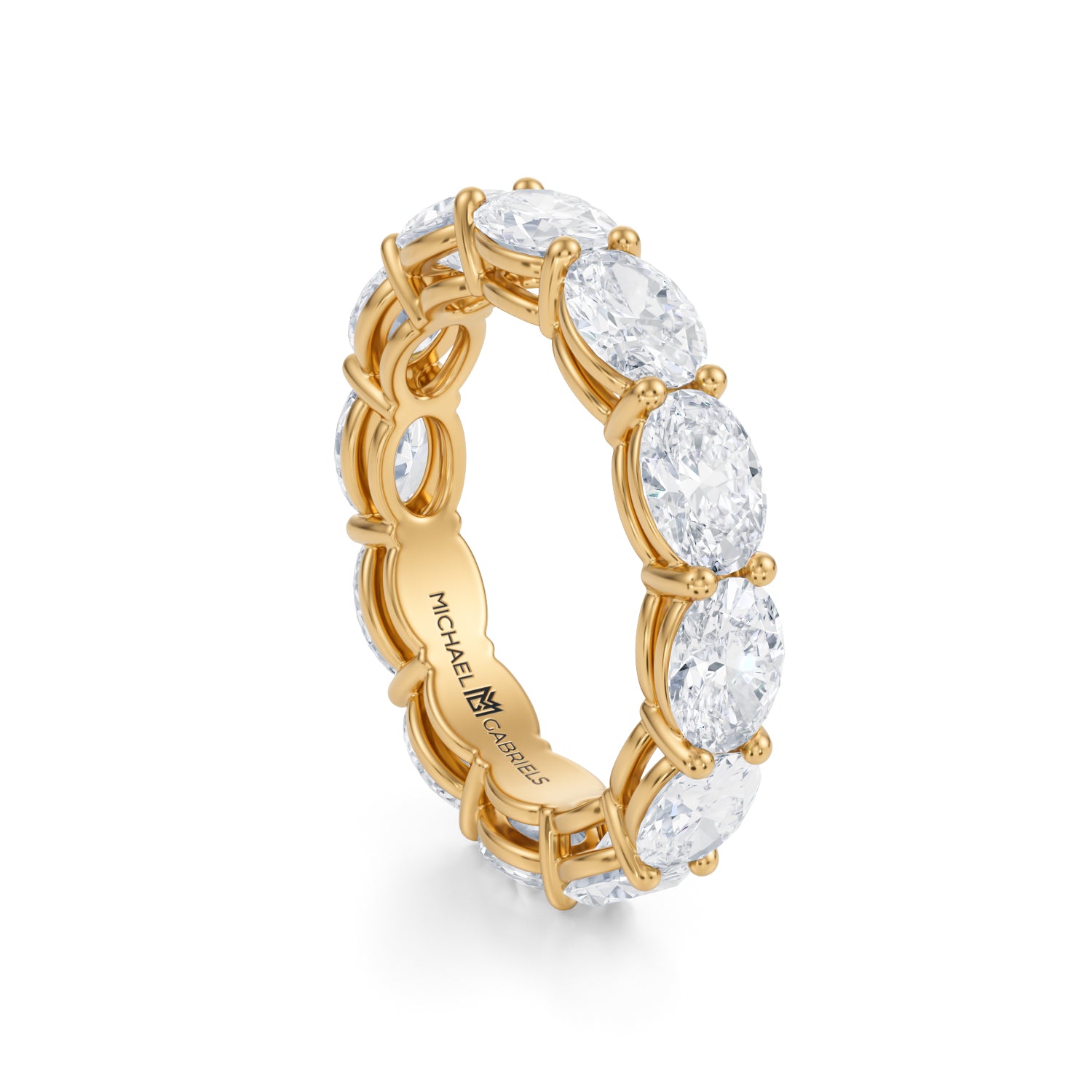 Yellow Gold Horizontal Oval Lab Grown Diamond Eternity Band - Medium