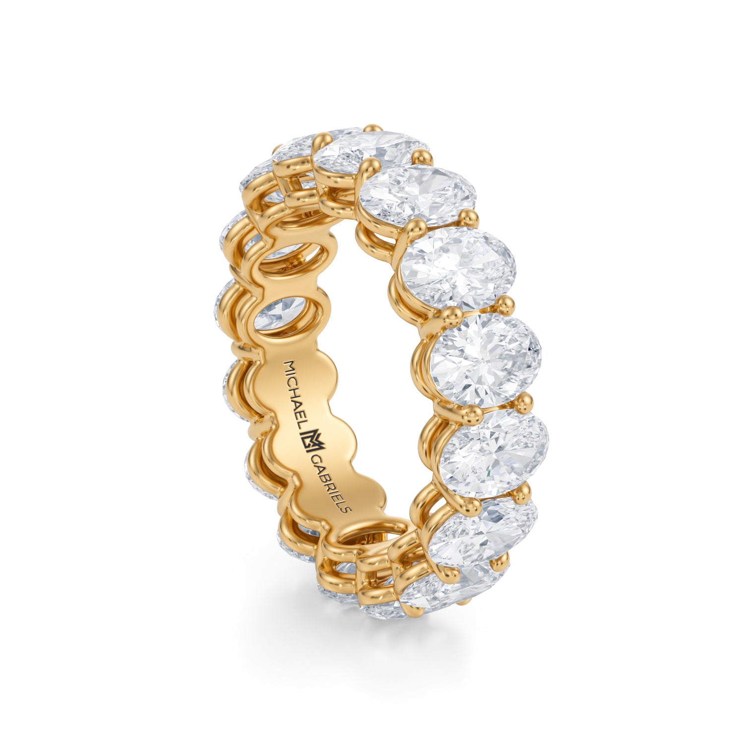 Yellow Gold Vertical Oval Lab Grown Diamond Eternity Band - Medium