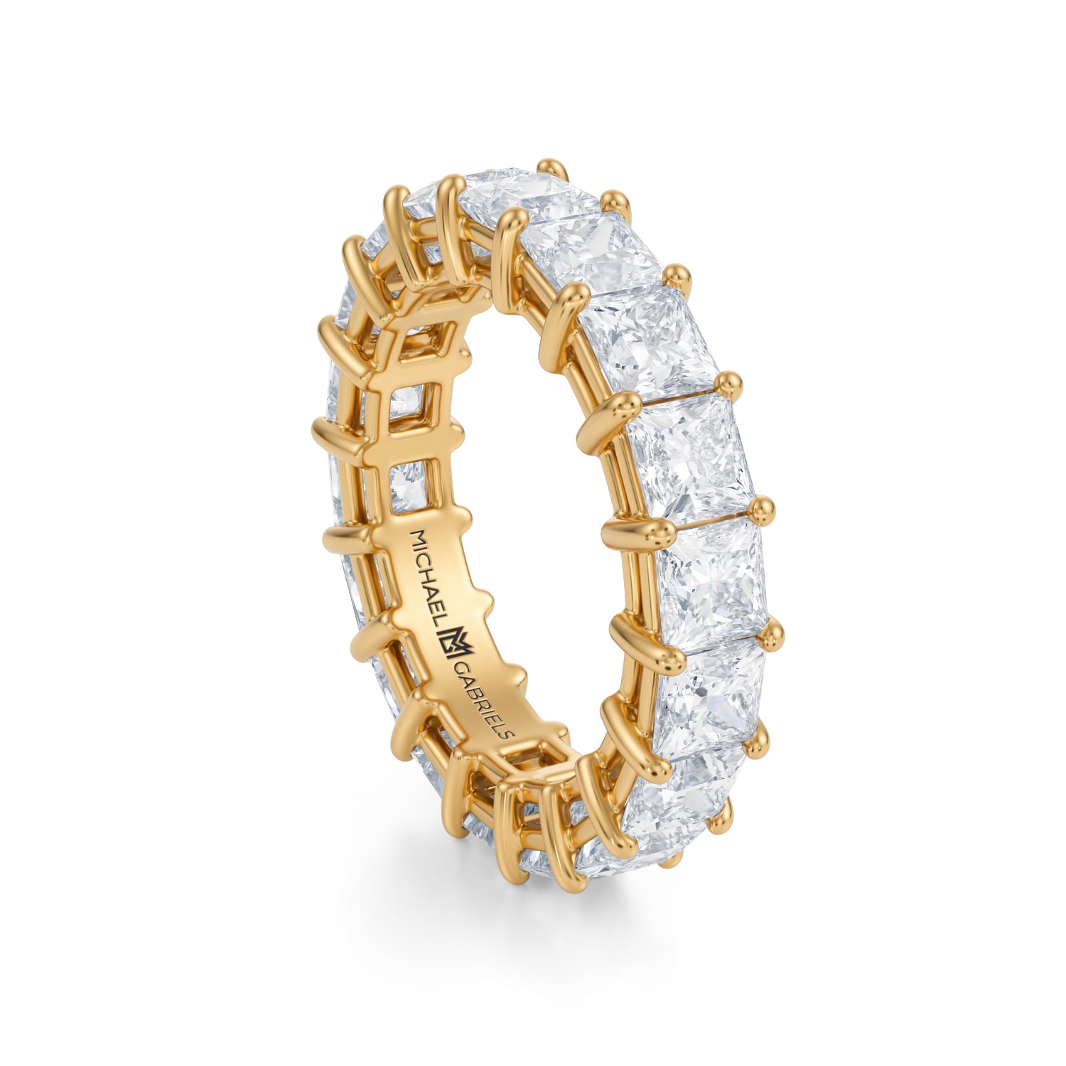 Yellow Gold Princess Cut Lab Grown Diamond Eternity Band - Medium