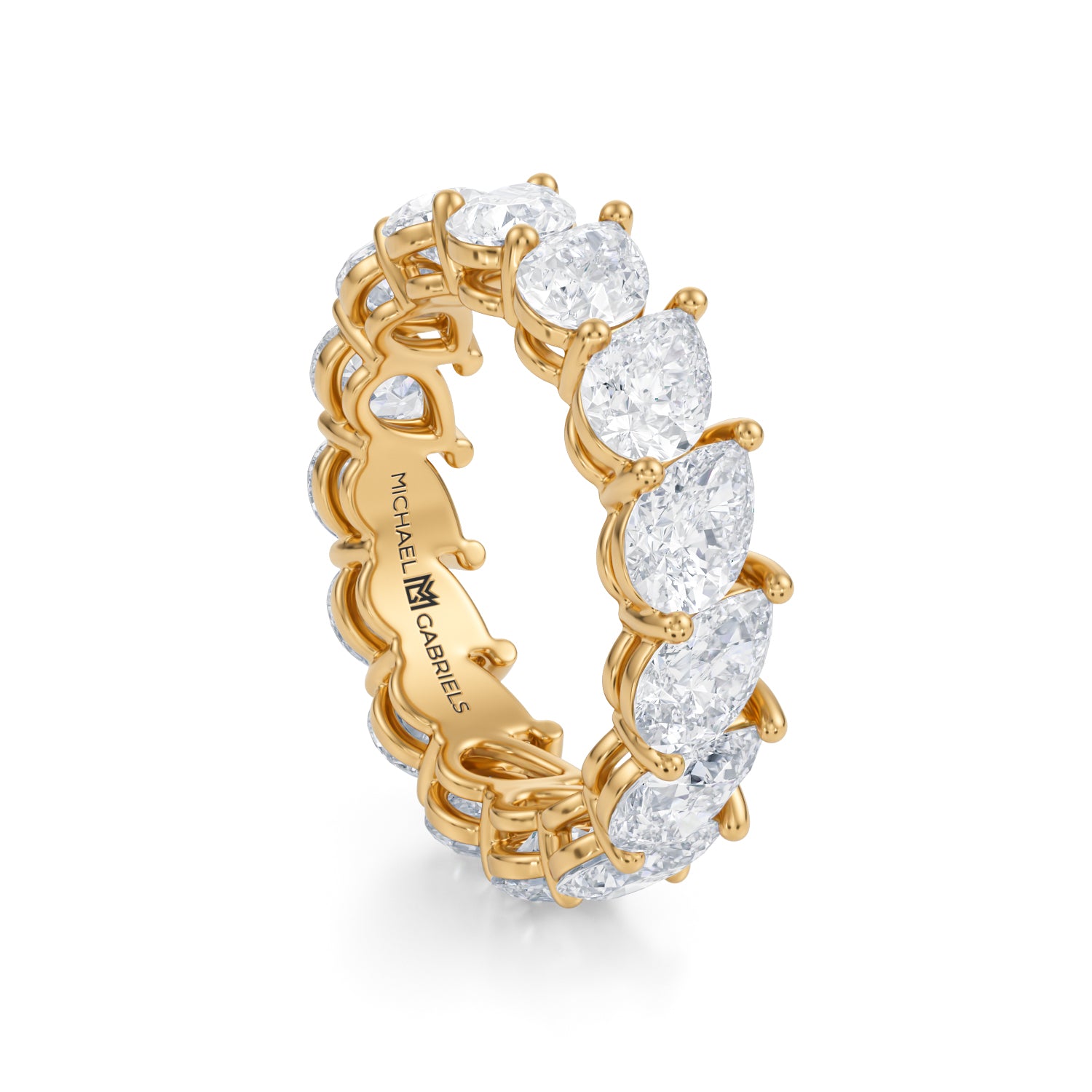 Yellow Gold Slanted Pear Lab Grown Diamond Eternity Band - Medium