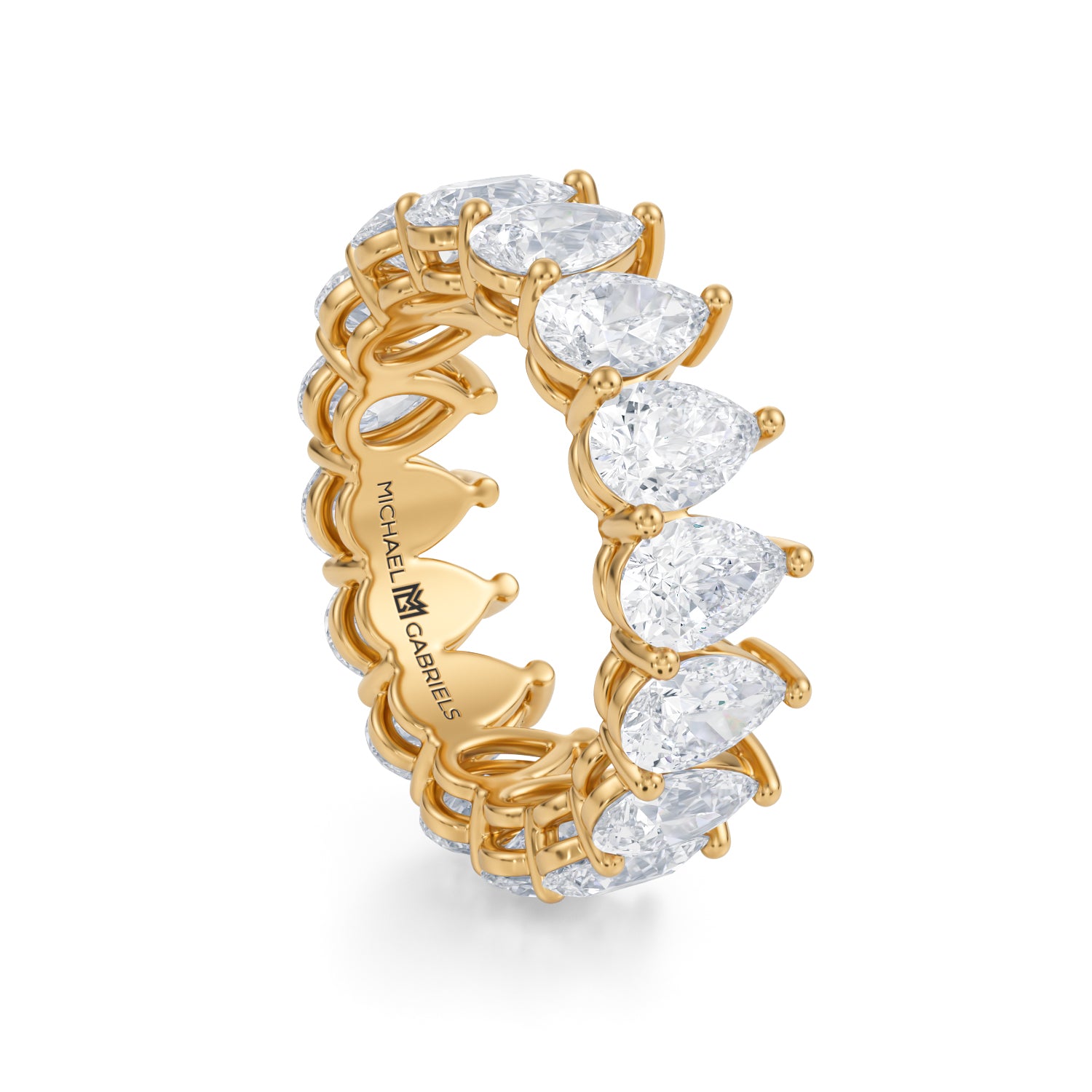 Yellow Gold Vertical Pear Lab Grown Diamond Eternity Band - Medium