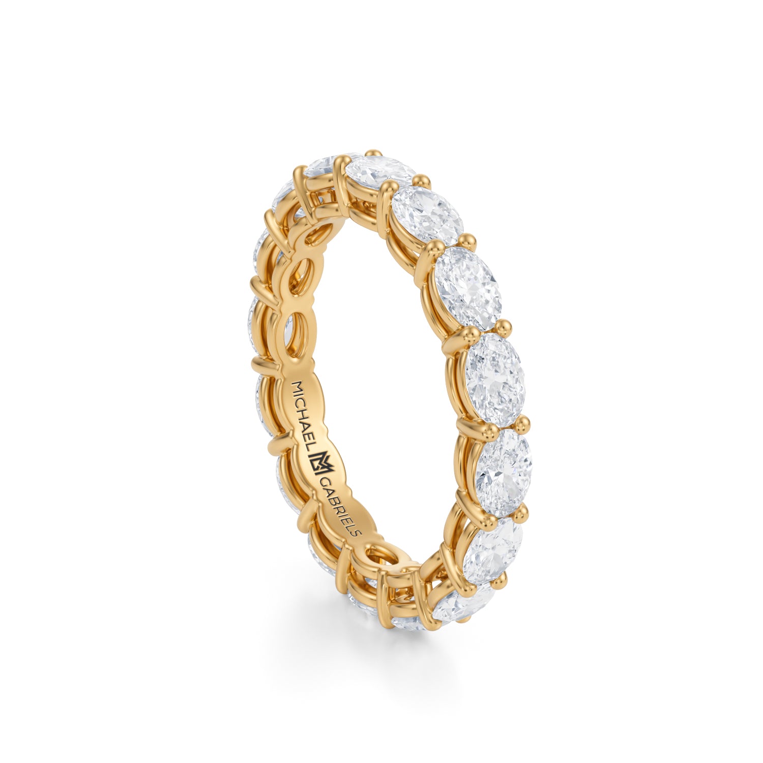 Yellow Gold Horizontal Oval Lab Grown Diamond Eternity Band - Petite