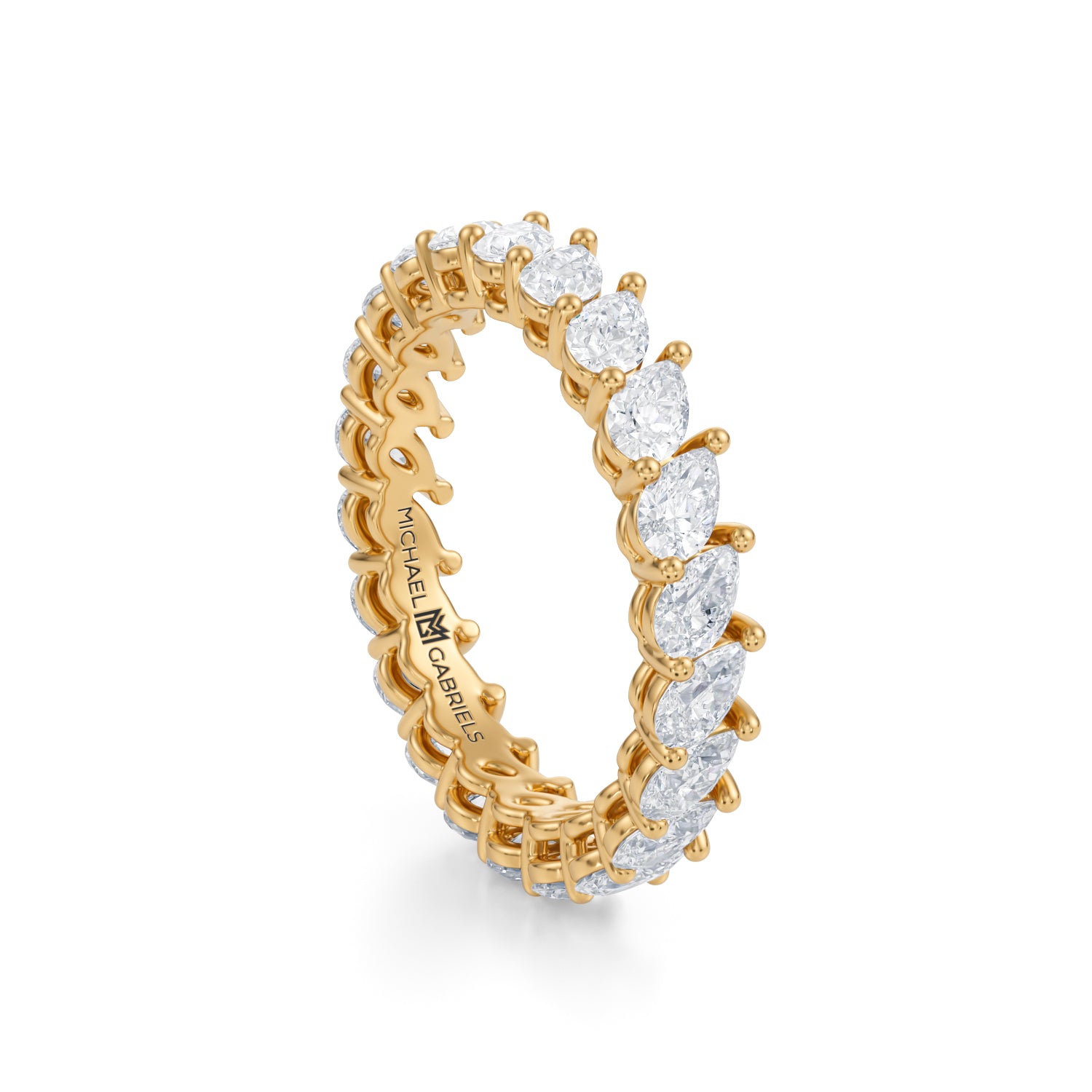 Yellow Gold Slanted Pear Lab Grown Diamond Eternity Band - Petite