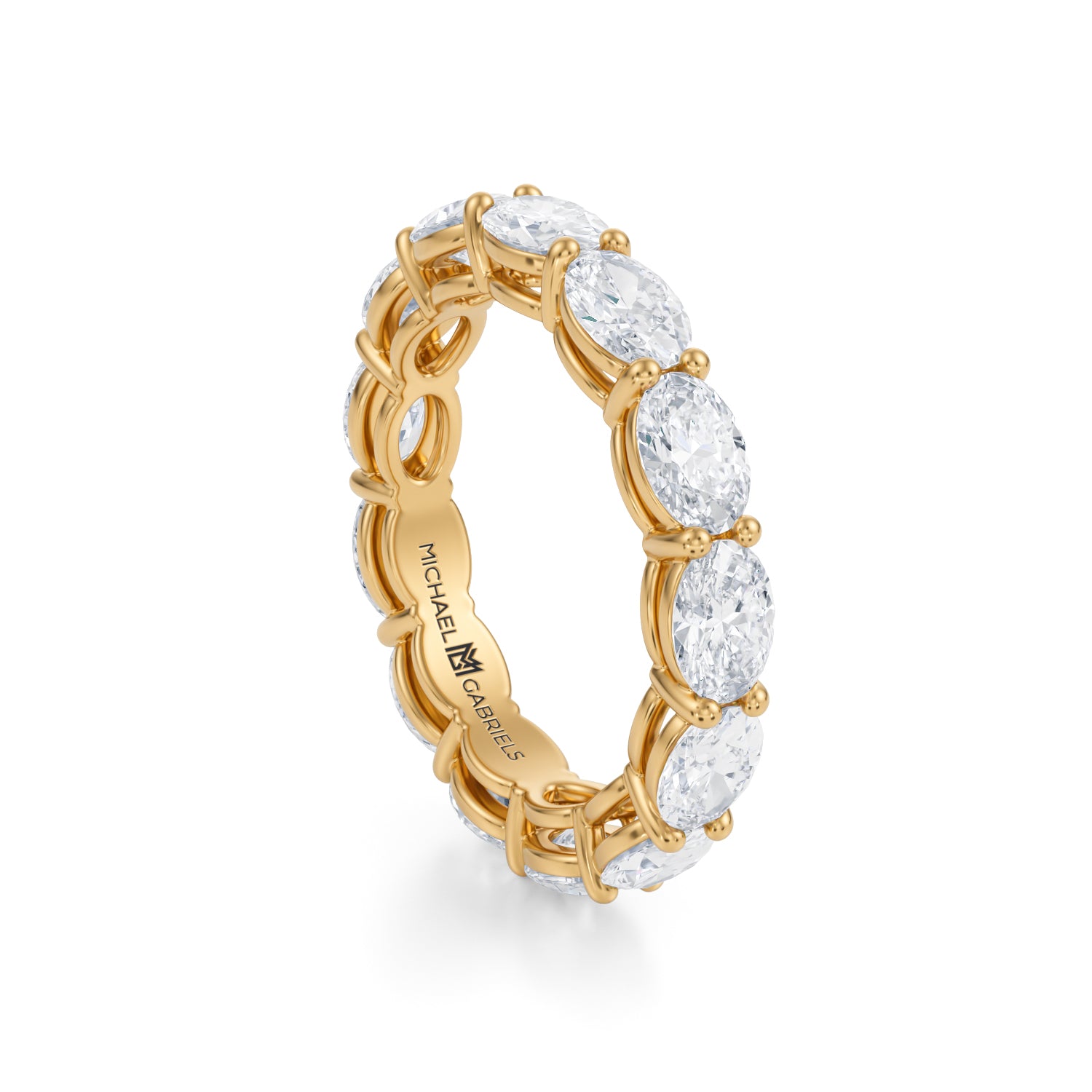 Yellow Gold Horizontal Oval Lab Grown Diamond Eternity Band - Small