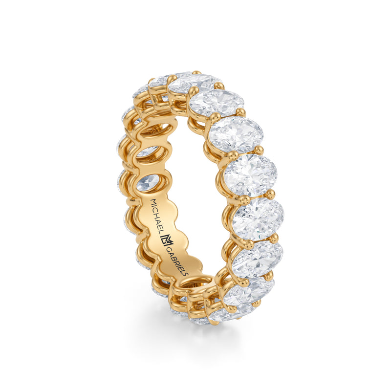 Yellow Gold Vertical Oval Lab Grown Diamond Eternity Band - Small