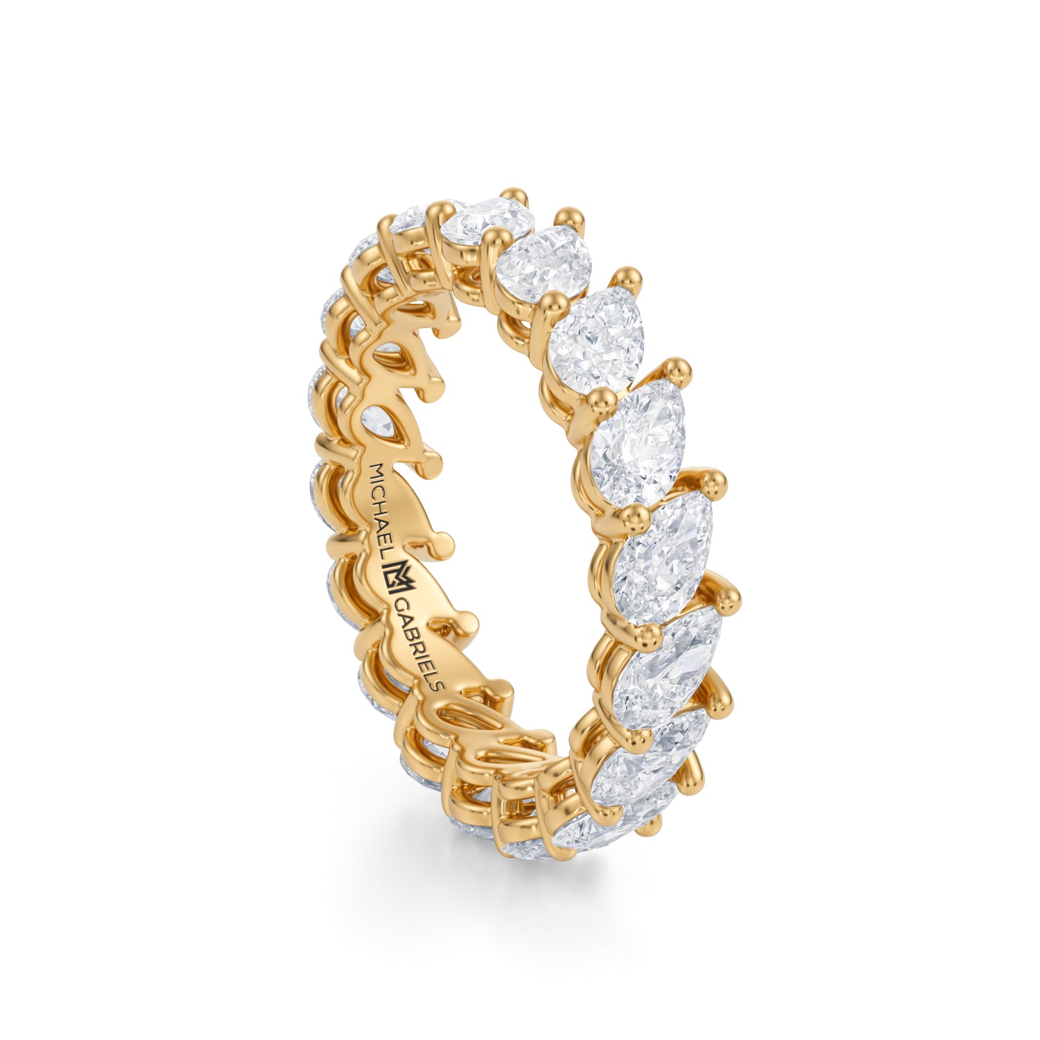 Yellow Gold Slanted Pear Lab Grown Diamond Eternity Band - Small