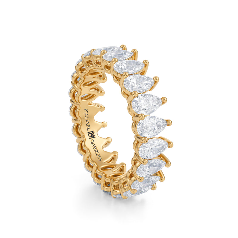 Yellow Gold Vertical Pear Lab Grown Diamond Eternity Band - Small