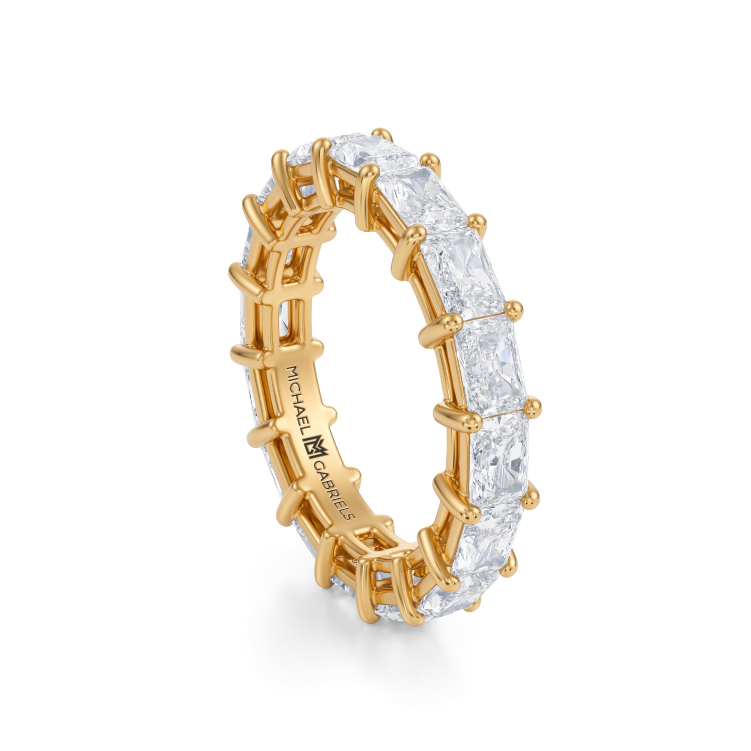 Yellow Gold Horizontal Radiant Lab Grown Diamond Eternity Band - Small