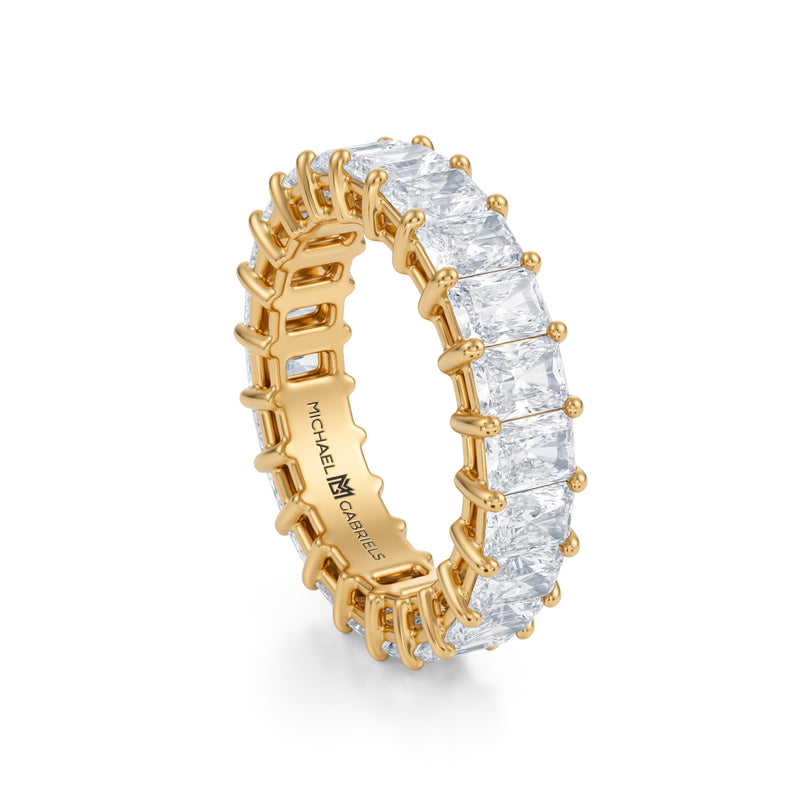 Yellow Gold Vertical Radiant Lab Grown Diamond Eternity Band - Small