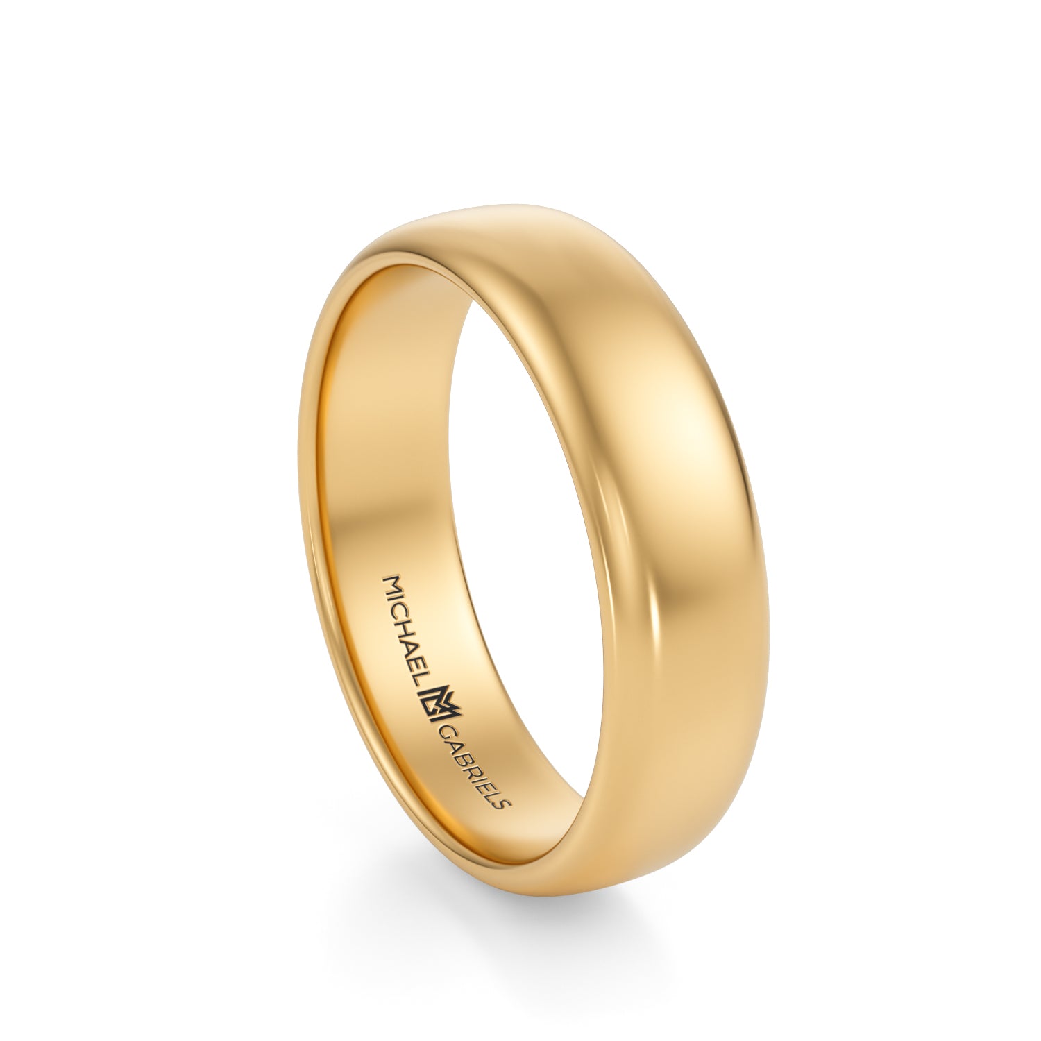 Yellow Gold 5mm Mens Wedding Band - High Polish