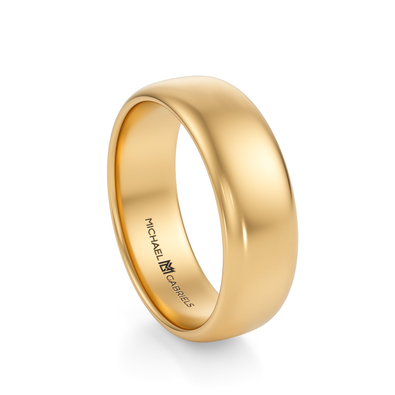 Yellow Gold 6mm Mens Wedding Band - High Polish