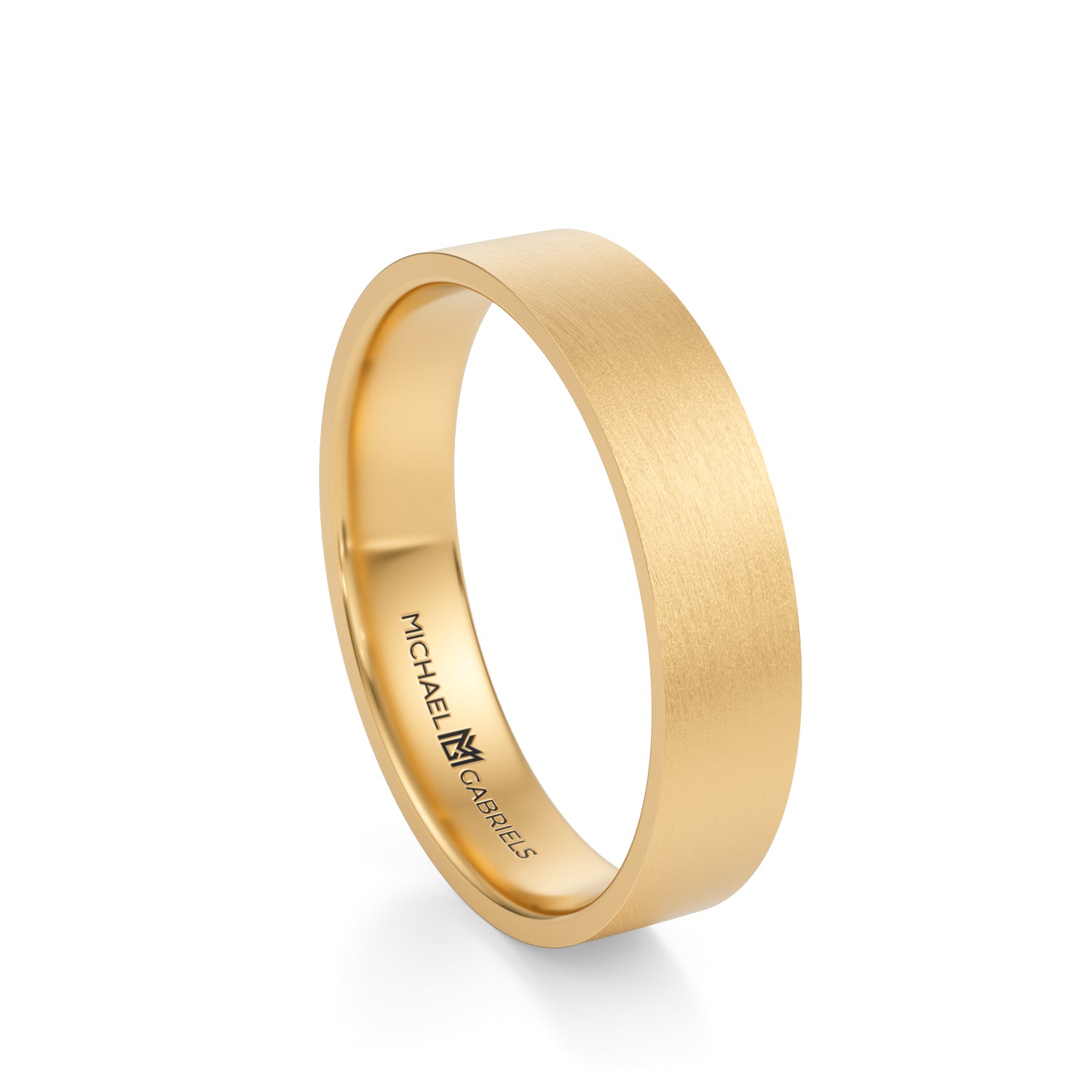 Yellow Gold 4mm Mens Flat Wedding Band - Matte