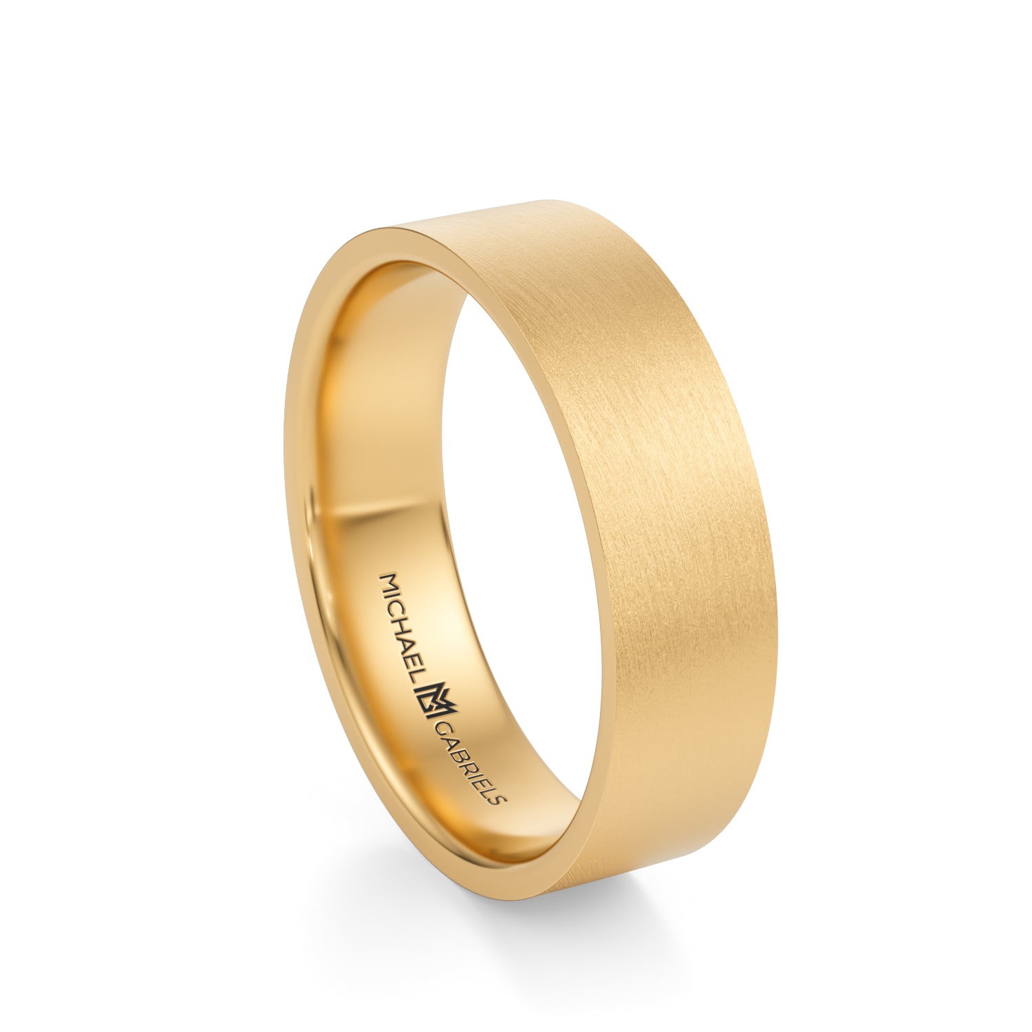 Yellow Gold 5mm Mens Flat Wedding Band - Matte