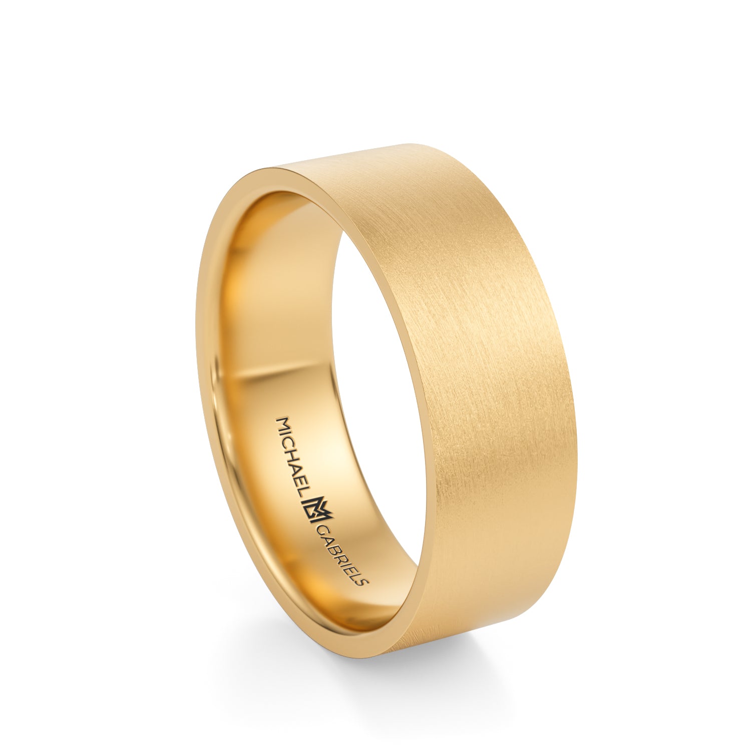 Yellow Gold 6mm Mens Flat Wedding Band - Matte