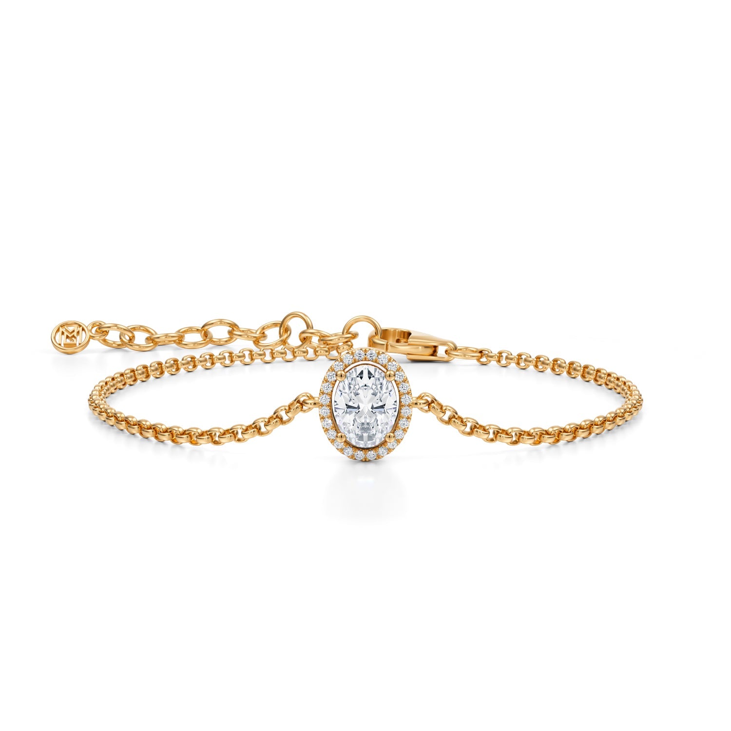 1 Carat Oval Halo Chain Bracelet