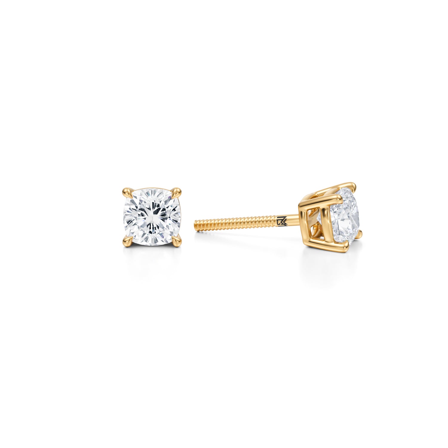 Lab Grown Diamond Studs, 1 Carat, Yellow Gold.