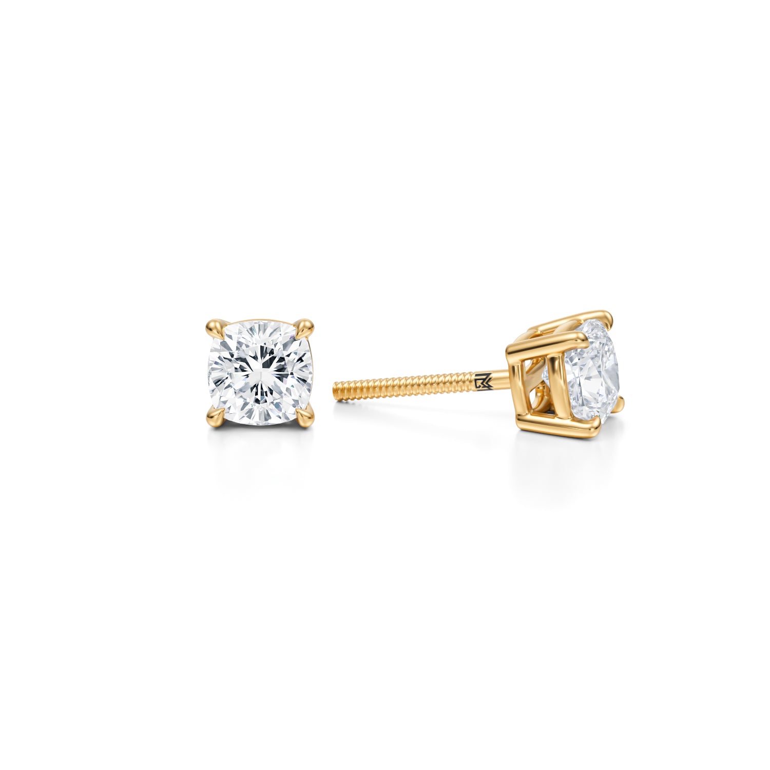 Lab Grown Diamond Studs, 1.25 Carat Yellow Gold