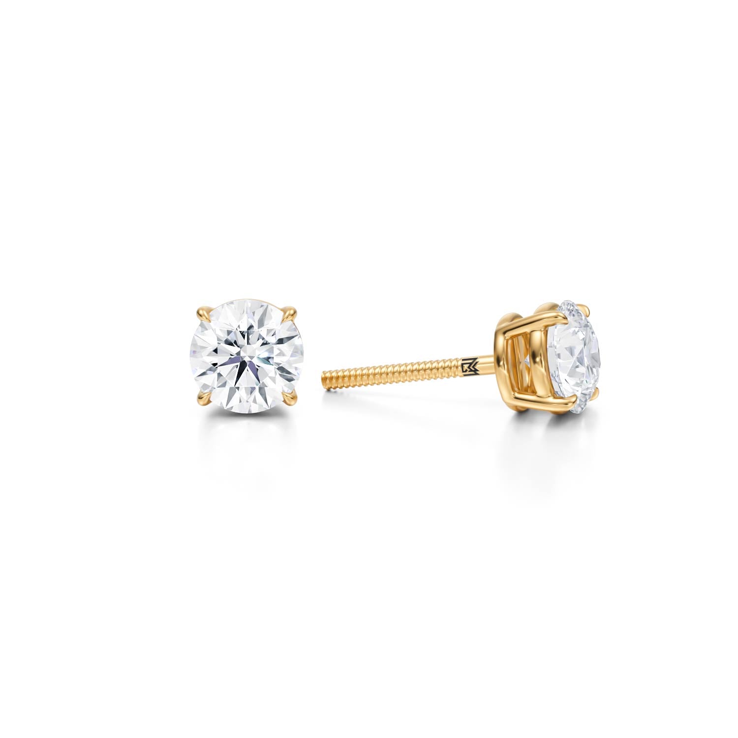 Lab Grown Diamond Studs, 1.25 Carat, Yellow Gold.