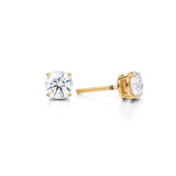Yellow gold lab diamond stud earrings, 1.5 carats.